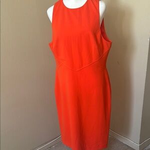 NWT Trina Turk Midi Sheath Dress Size 14 in Orange.  Wear to work or date night.